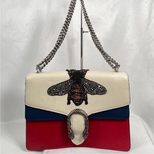 Gucci Cream, Blue, and Red Shoulder Bag